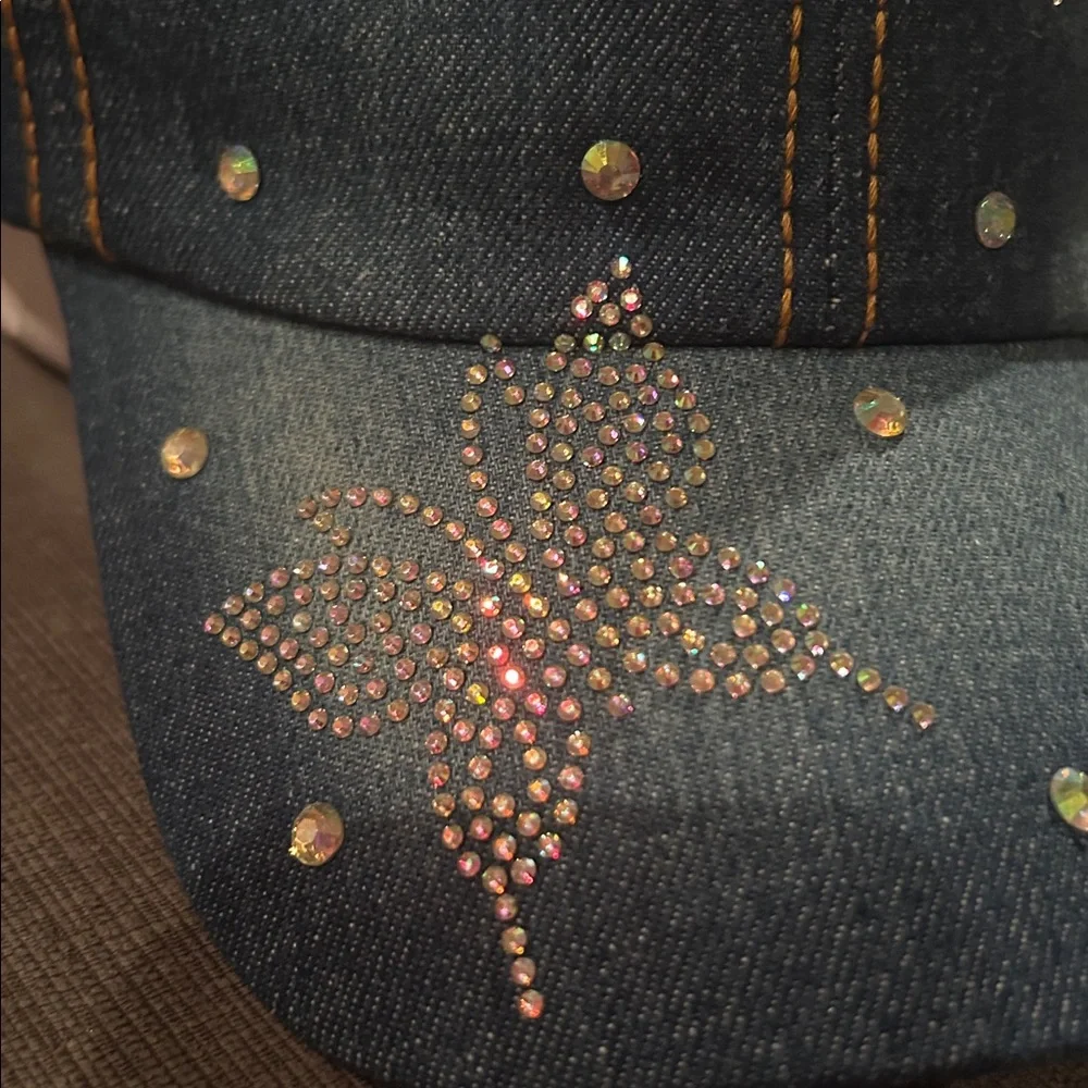COG NEW YORK Denim Baseball Hat Rhinestone Butterfly OS NWT